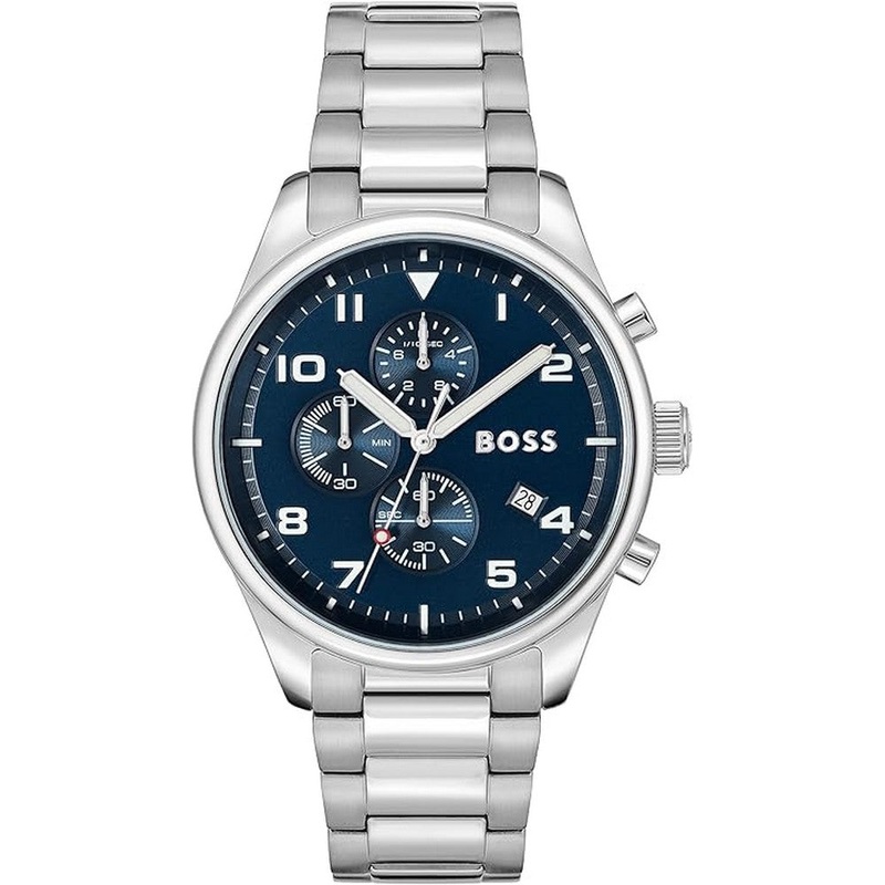 Hugo Boss Center Court Men's Chronograph Stainless Steel Watch 44 Blue Stainless Steel