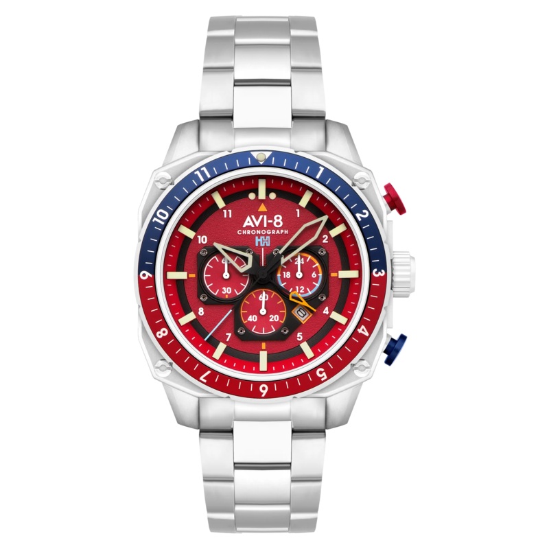 AVI-8 Hawker Hunter Atlas Men's Red Dual Time Watch AV-4100-22