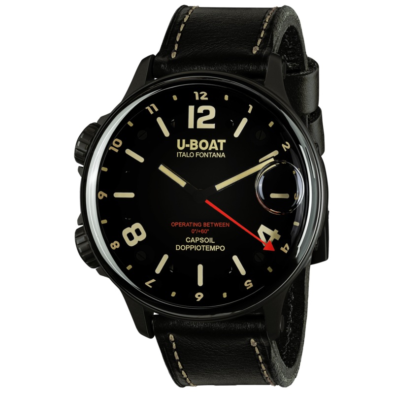 U-Boat Men's Watch Capsoil Doppiotempo 55mm DLC Black Rehaut 9671