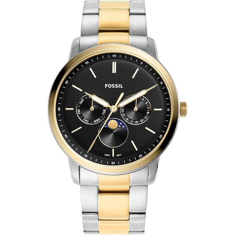 Fossil FS5906  Neutra Men's Chronograph Watch with Stainless Steel Bracelet or Genuine Leather Band 42 Black Stainless Steel
