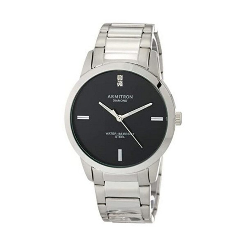 Armitron 20/5479BKSV Mens Watch 43 Black Stainless Steel