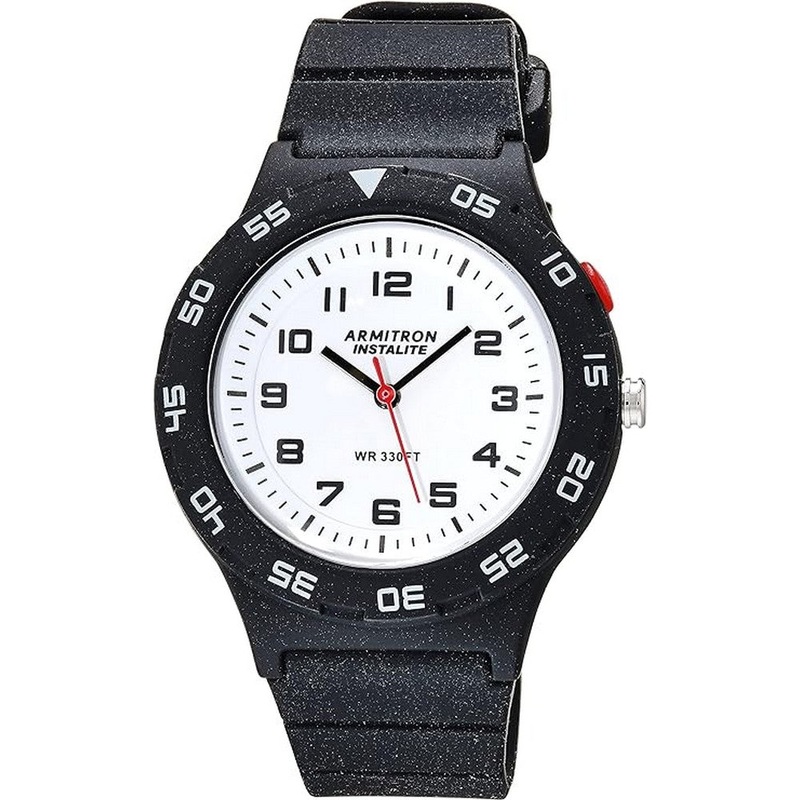 Armitron 25/6443BLK Sport Easy to Read Silicone Strap Unisex  Watch 36 White Resin