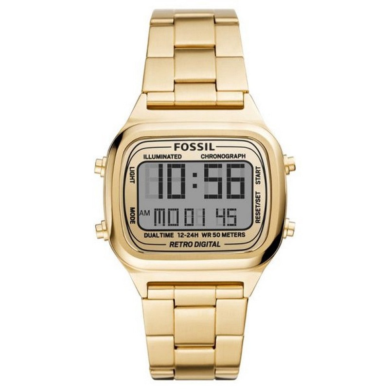 Fossil Retro Digital Gold Tone Stainless Steel Watch FS5843 40 Gold Stainless Steel