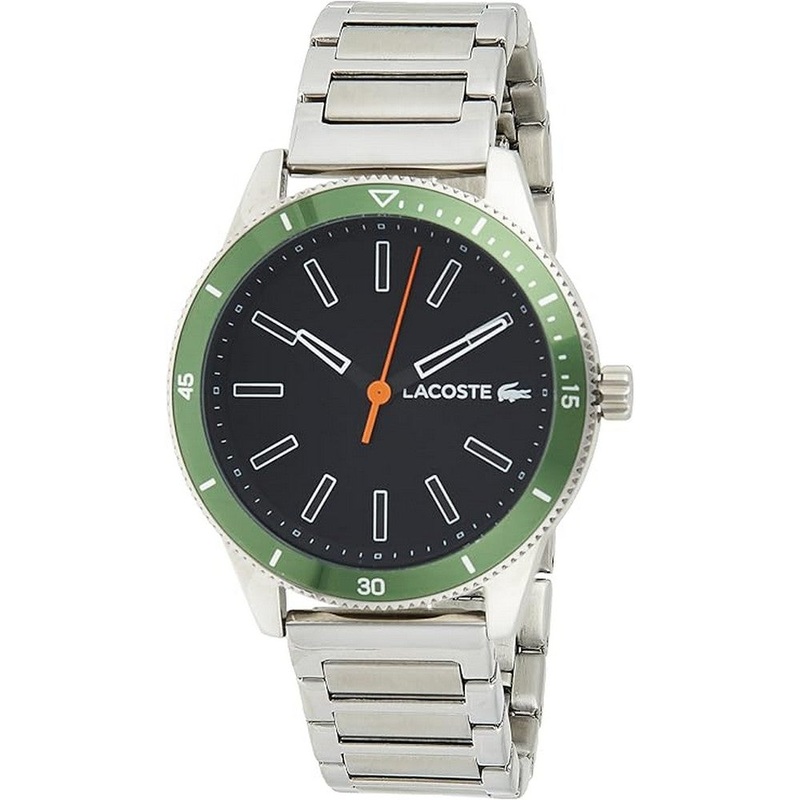 LACOSTE 2011009 Key West Analogue Black Dial Men's Watch 42 Black Stainless Steel