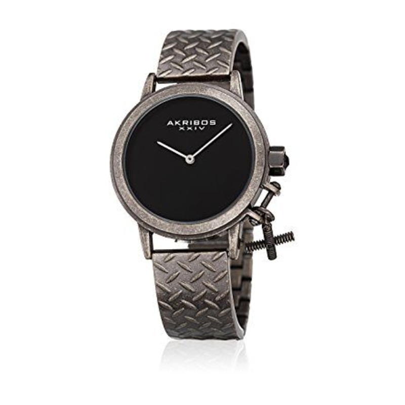 Akribos Xxiv Black Dial Gunmetal-tone Ladies Watch AK966SSB