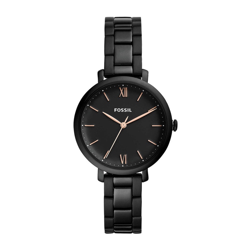 Fossil Jacqueline Three-Hand Black Stainless Steel Watch ES4511 36 Black Stainless Steel