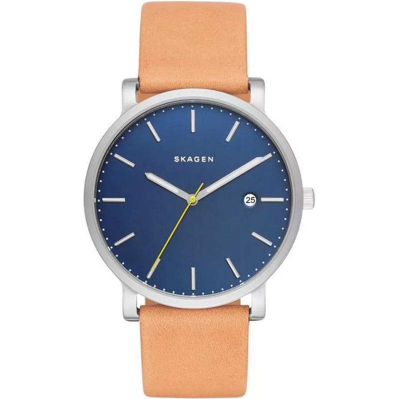 SKAGEN SKW6279 Hagen Blue Dial Brown Leather Men's Watch 40 Blue Stainless Steel
