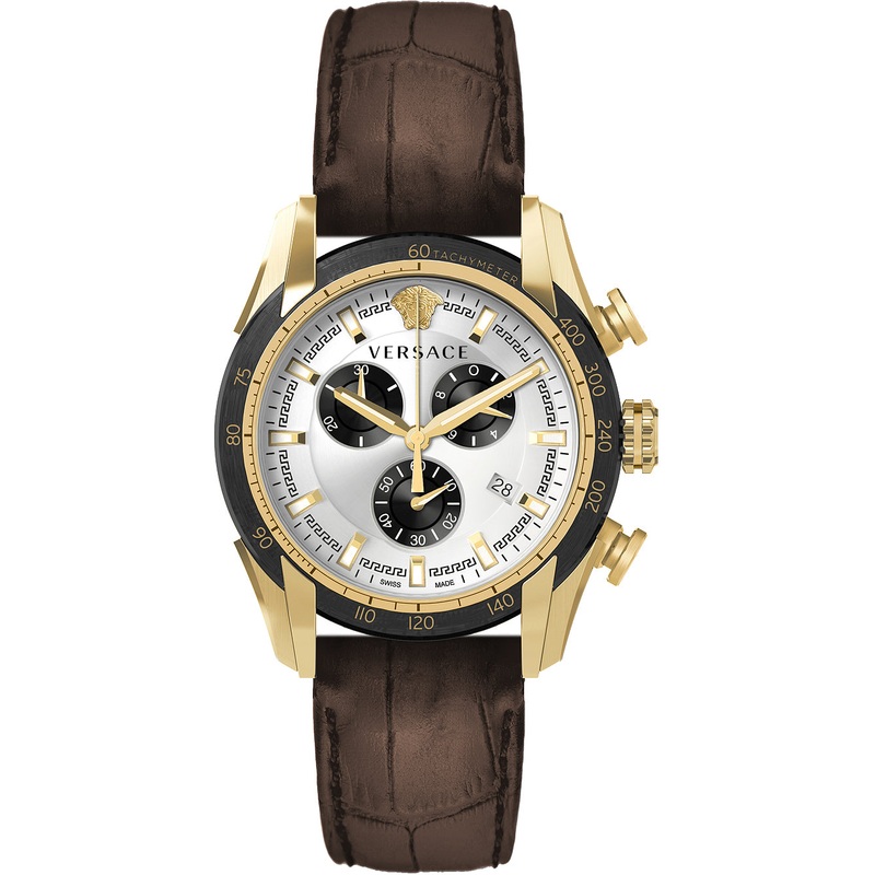 Versace V-Ray Brown Leather Strap Men's Watch VE2I00221