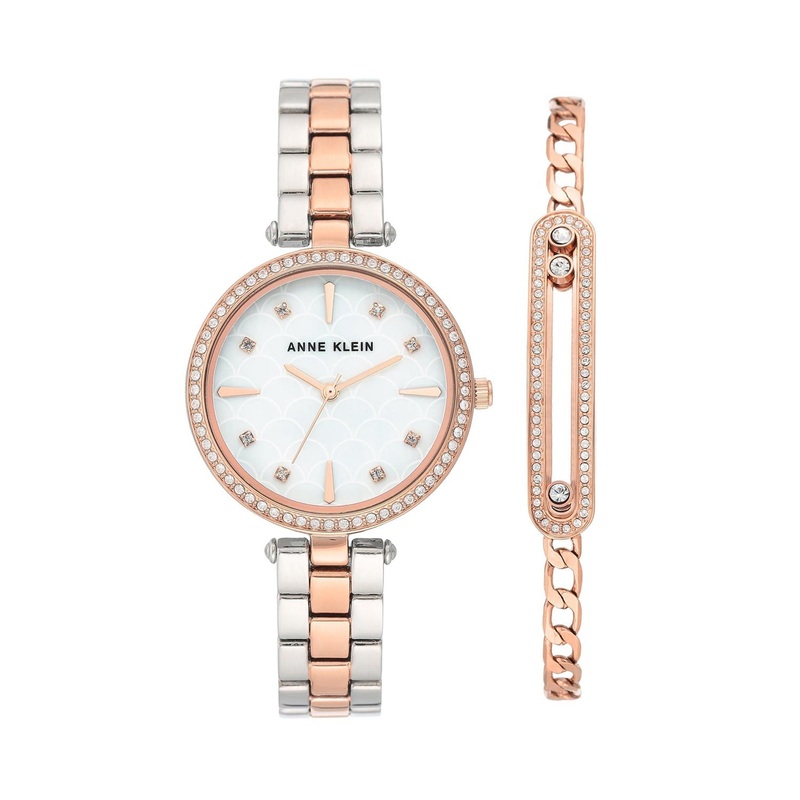 Anne Klein AK/3559RTST Ladies Quartz Watch 38.5 White Stainless Steel