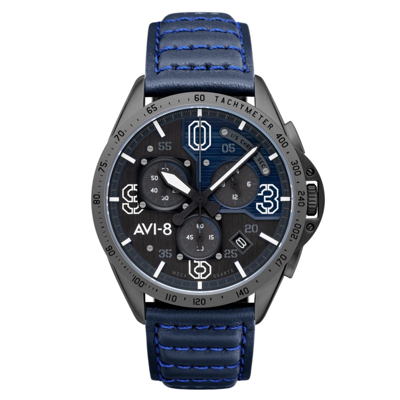 AVI-8 P-51 Mustang Blakeslee Men's Blue Chronograph Watch AV-4077-04