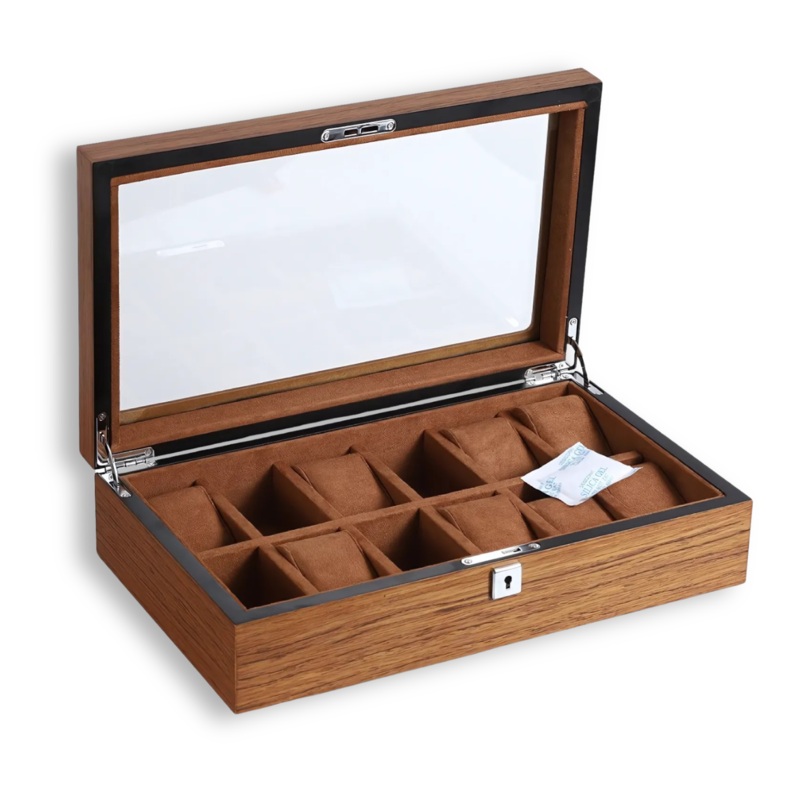 12 Slots Premium Wooden Watch Organizer  Stylish & Secure Storage