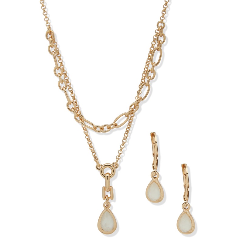 Anne Klein 01S00267 Earring & Necklace Set Gold Brass, Steel Set