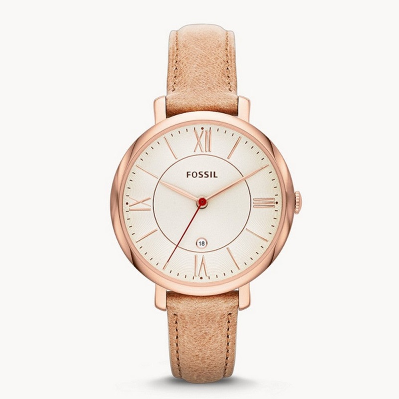 Fossil Jacqueline Sand Leather Ladies' Watch ES3487 36 White Stainless Steel