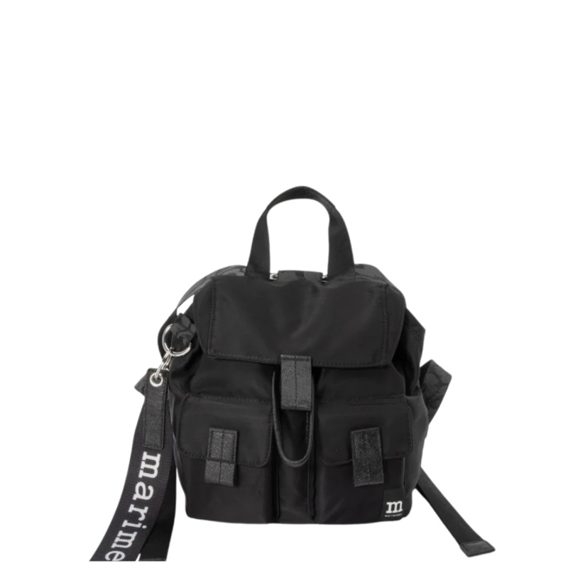 Marimekko Everything Backpack S Solid  Black Recycled Nylon & Leather Details