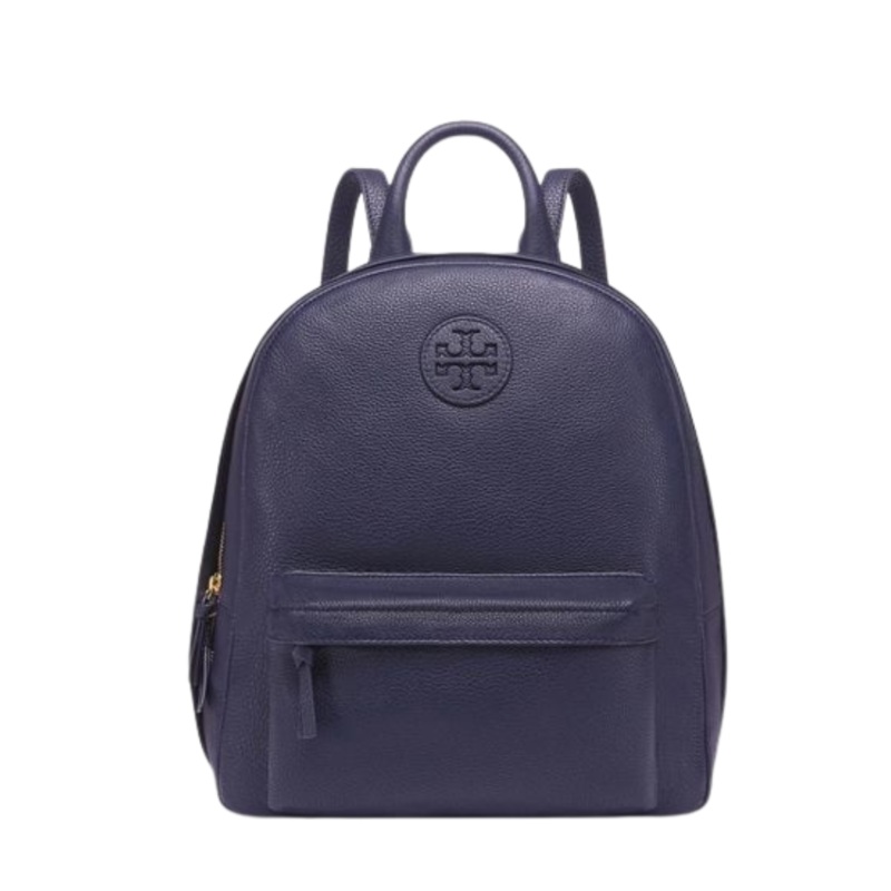 ToryBurch Pebbled Leather Backpack  Navy Cowhide