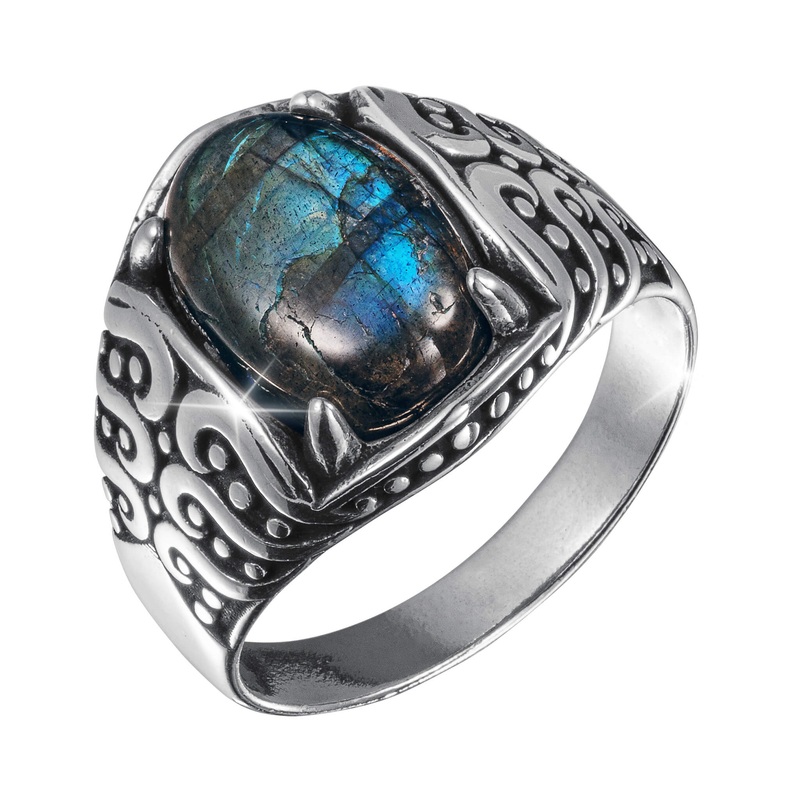 Arctic Edge Labradorite Men's Ring 9