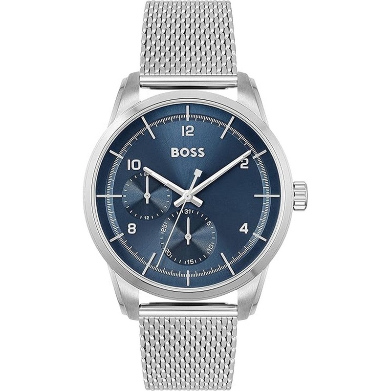 BOSS Men's SOPHIO 42mm Quartz Multifunction Watch | Water Resistant | Premium Sport Timepiece Perfect for Every 42 Blue Stainless Steel