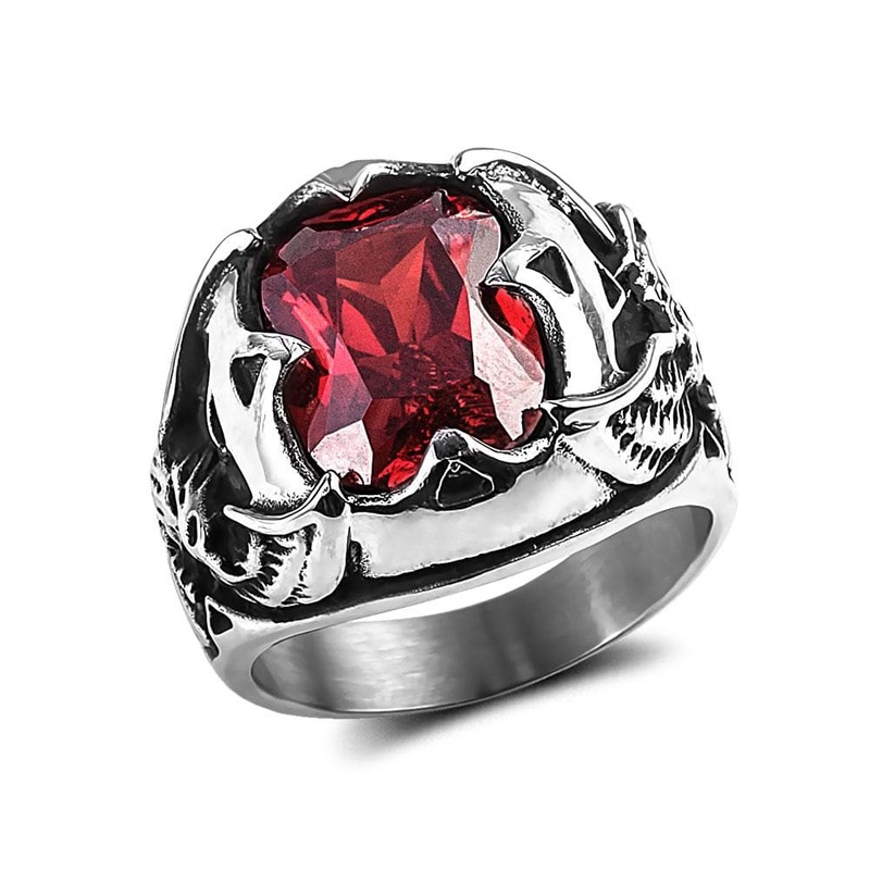 Men's Red Eagle Stone Ring 13