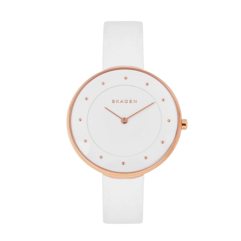 SKAGEN SKW2291 Gitte White Dial White Leather Women's Watch 38 White Stainless Steel