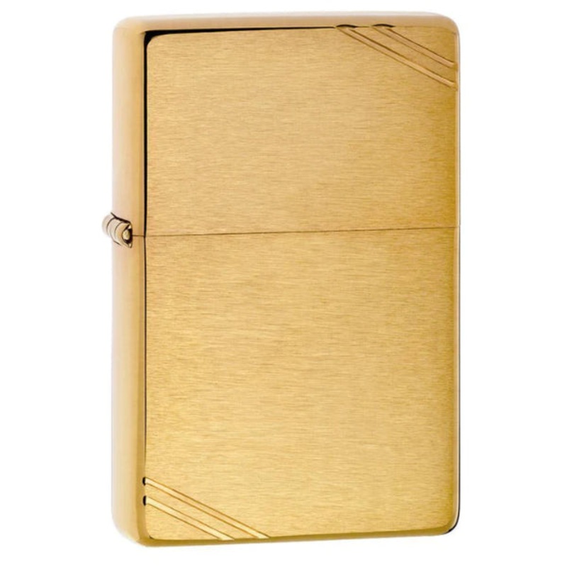 Zippo Brushed Brass Vintage With Slashes Lighter