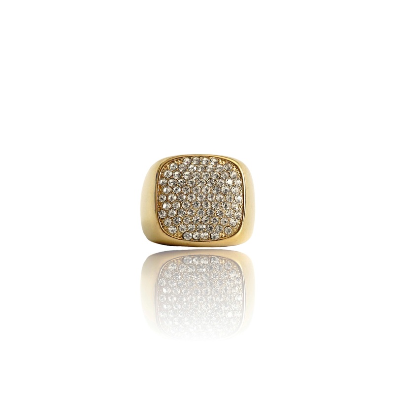Big Daddy Pave Signet Gold Ring 11