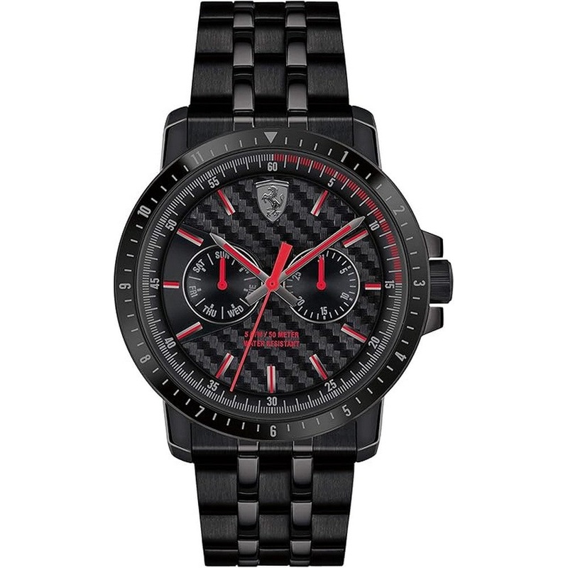 SCUDERIA Ferrari 0830454 Analogue Quartz Casual Men's Watch 43 Black Metal Bracelet
