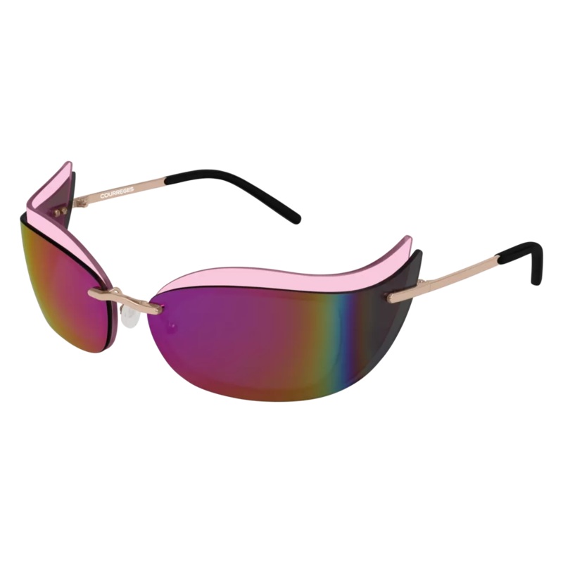Courrges Women's Sunglasses Cat Eye Wraparound Pink/Gold CL1903-002 53