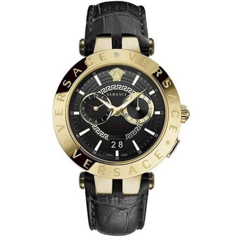 Versace V-Race Black Leather Strap Men's Watch VEBV00119