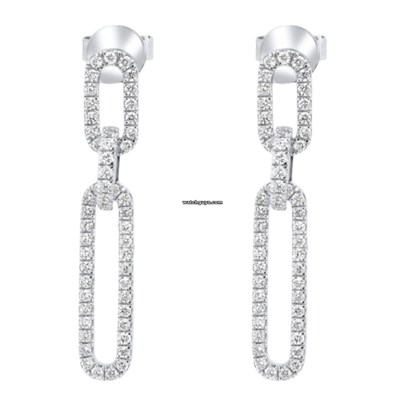 Paperclip Diamond Drop Earrings 18k White Gold