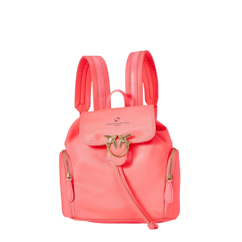 PINKO Backpack  Bright Pink | Love Recycled Nylon Small Backpack  EcoChic & Practical