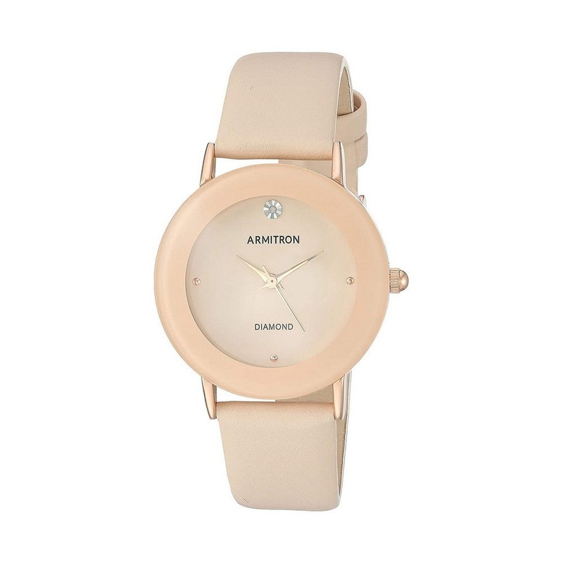 Armitron 75/5739BHRGBH Genuine Diamond Dial Pink Leather Strap Women's Watch 32 Pink Stainless Steel