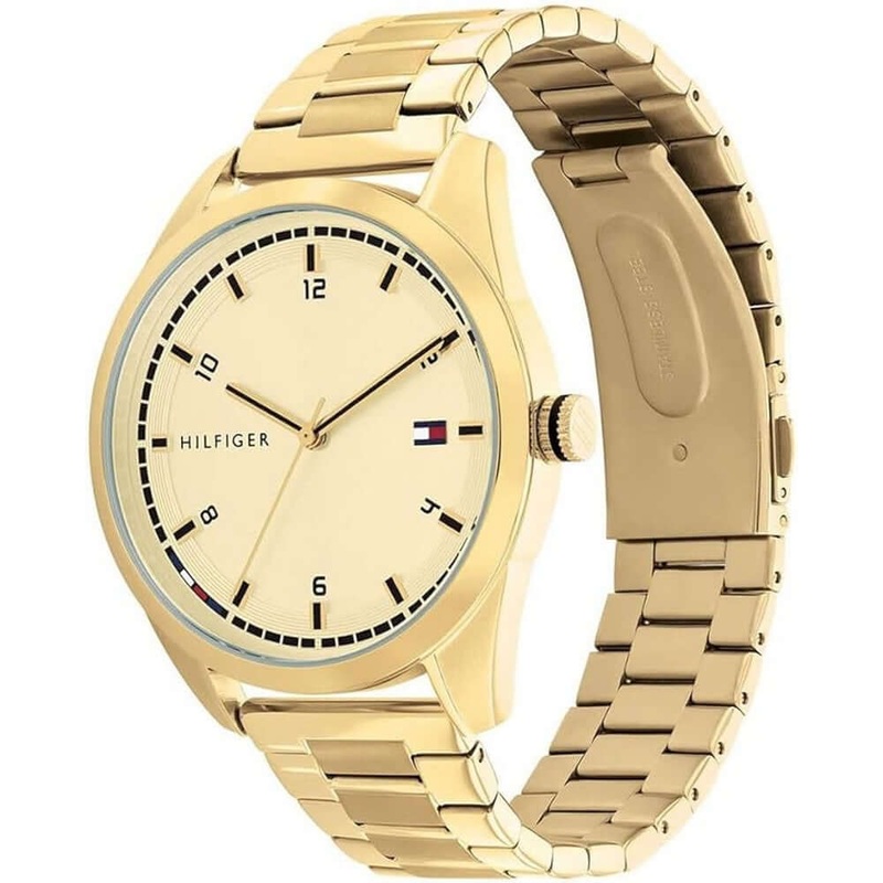 Tommy Hilfiger 1710457  Analogue Quarz Stainless Steel Strap Men's Watch 43 Gold Stainless Steel