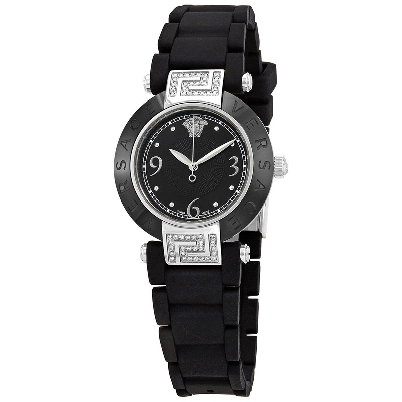 Versace Reve Quartz Black Dial Black Rubber Ladies Watch 92QCS91D008S009