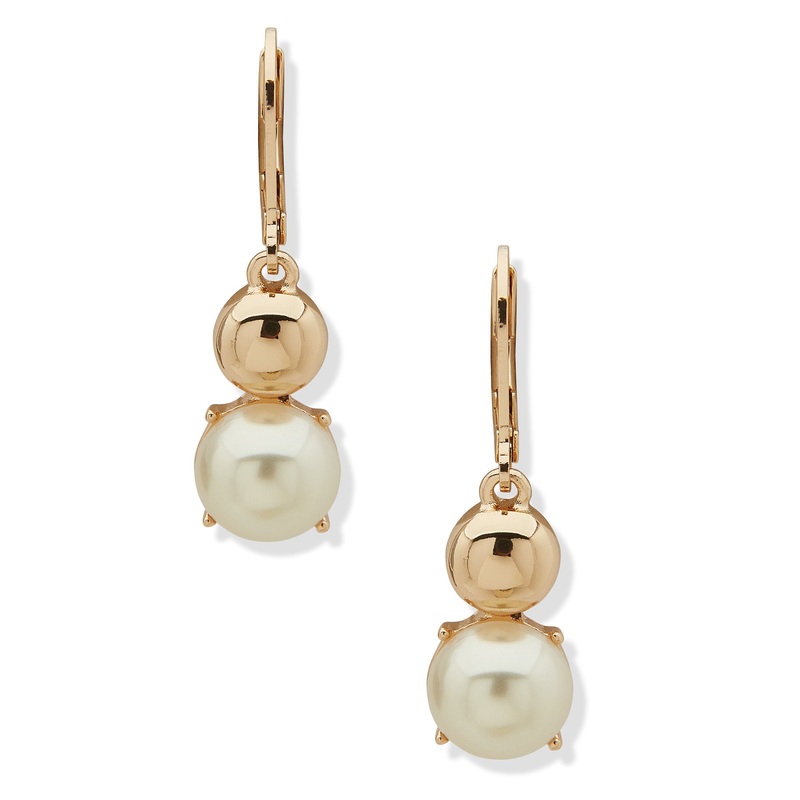 Anne Klein 01G01107 Pearl Dome Drop Earrings GOLD BRASS PIERCED EARRING