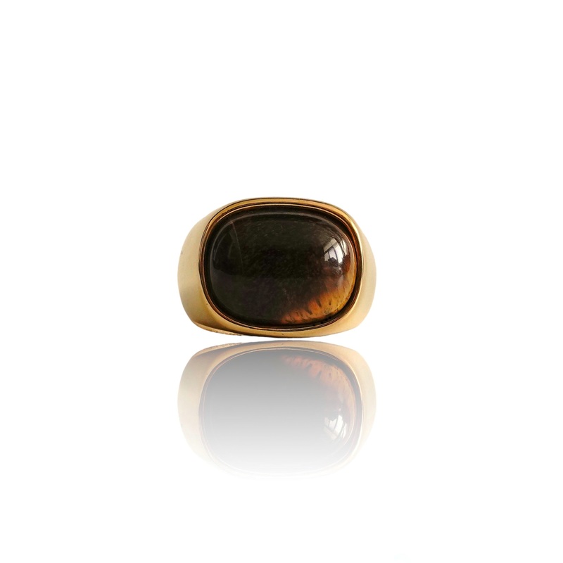 Big Daddy Brown Onyx Gold Ring 7