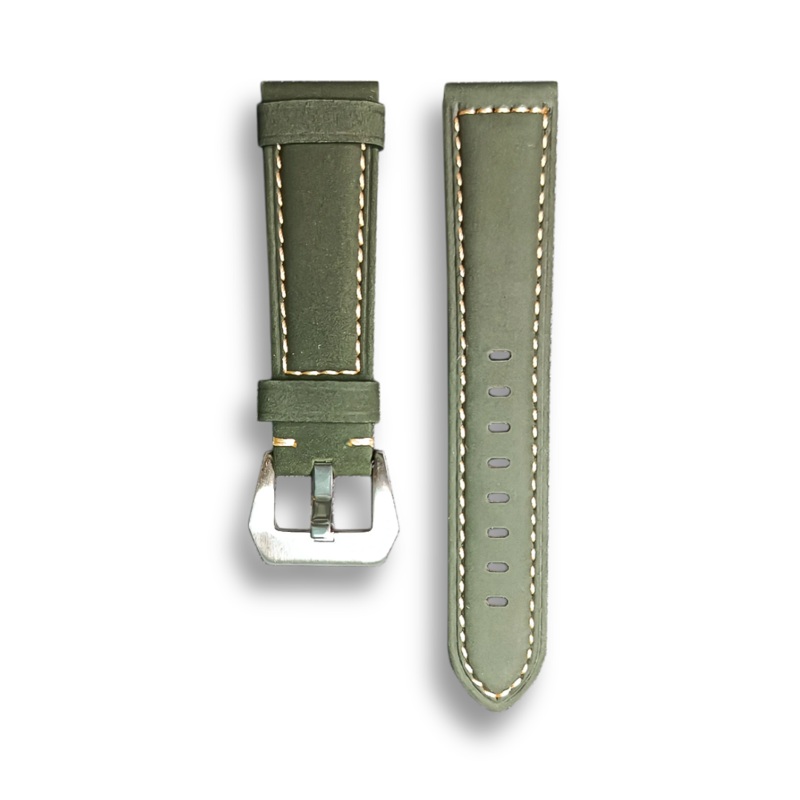 Cavern Forest Green Leather Soft Watch Strap | 22MM
