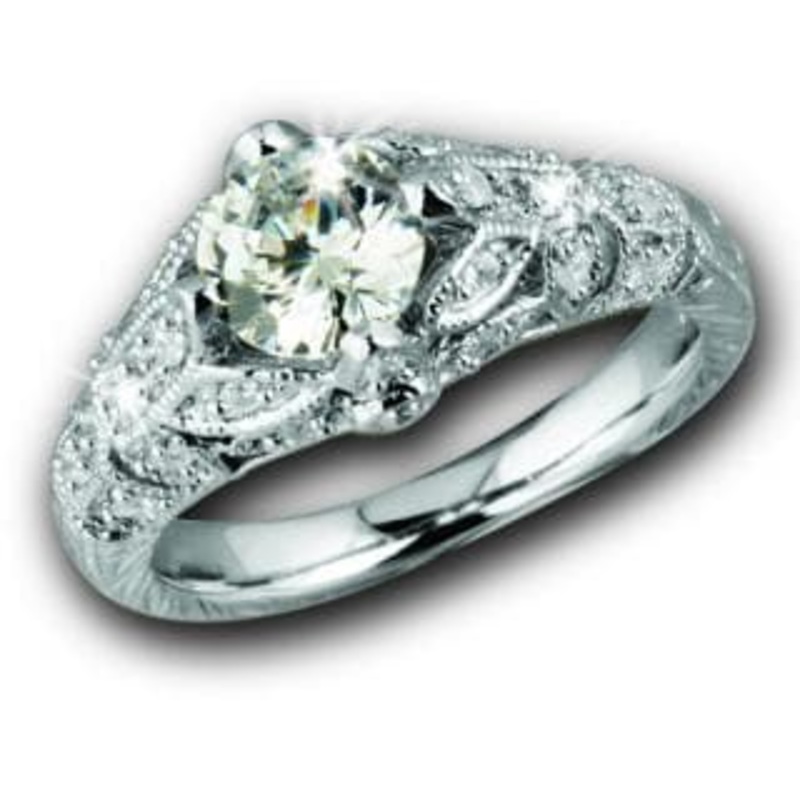Floral Vine Ring Rhodium 8