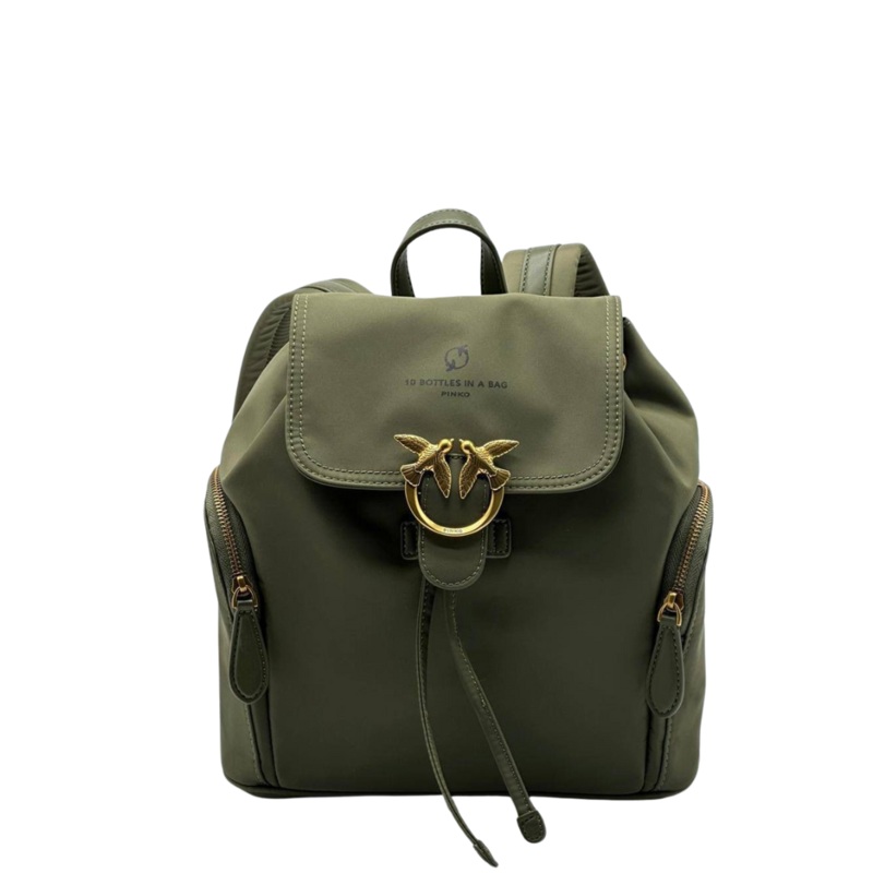 PINKO Backpack  Green | Love Recycled Nylon Backpack  EcoChic & Practical