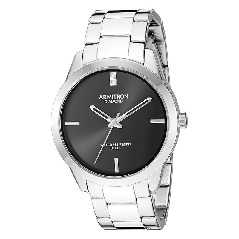 Armitron 20/5409BKSV Diamond Dial Bracelet Men's Watch 41 Blue Stainless Steel
