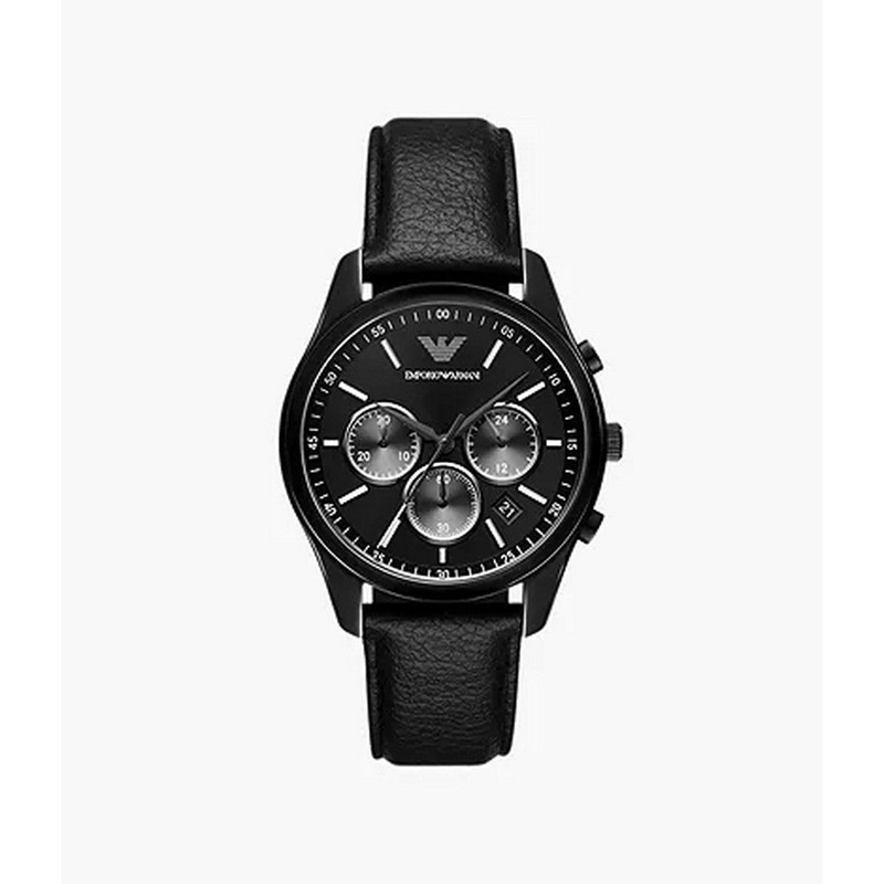 Emporio Armani AR11583 Watch 41 mm Black Stainless steel case, leather strap