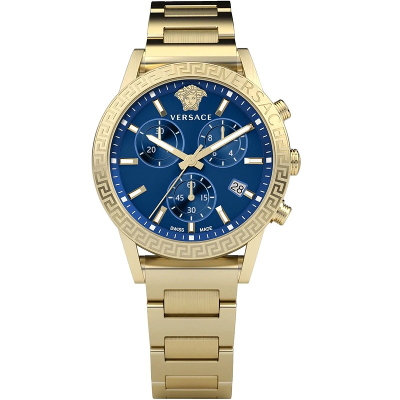 Versace Ladies Watch Sport Tech 40mm Blue Gold Bracelet VEKB00722