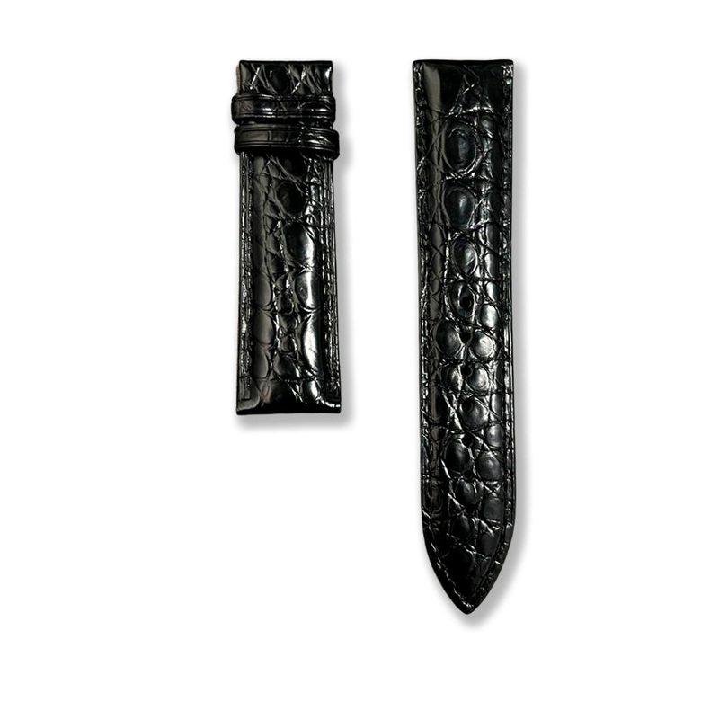 Cavern 22mm Black Genuine Crocodile Leather Strap
