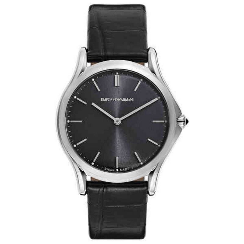 Emporio Armani Swiss Classic Gray Dial Brown Leather Women Watch ARS2000 45 Grey Stainless Steel