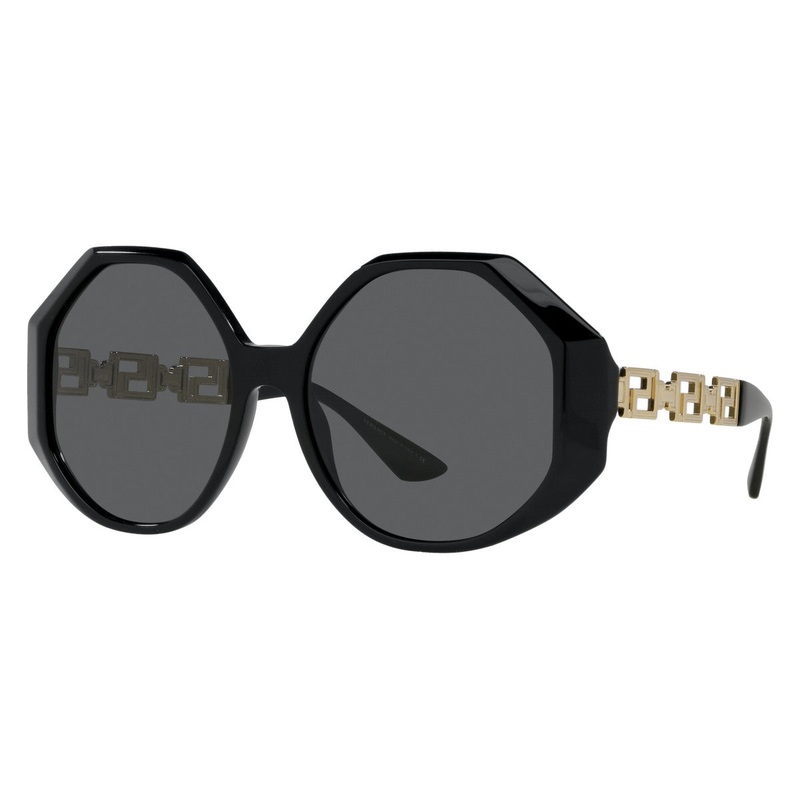 Versace Women's Sunglasses Oversized Hexagonal Black/Gold VE4395 GB1/87