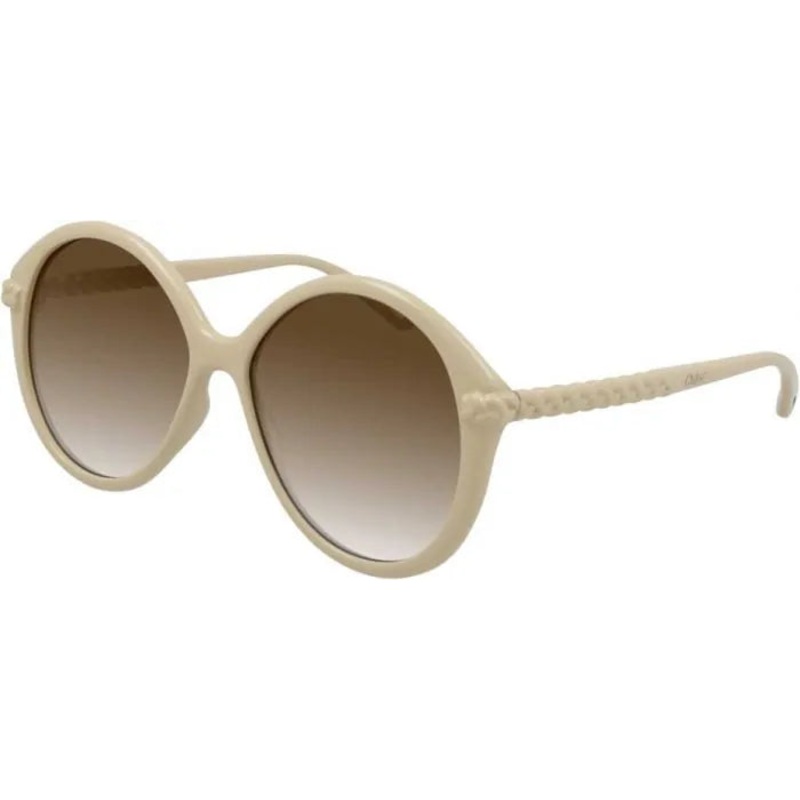 Chlo Women's Sunglasses Oversized Round White/Brown CH0002S-002 58