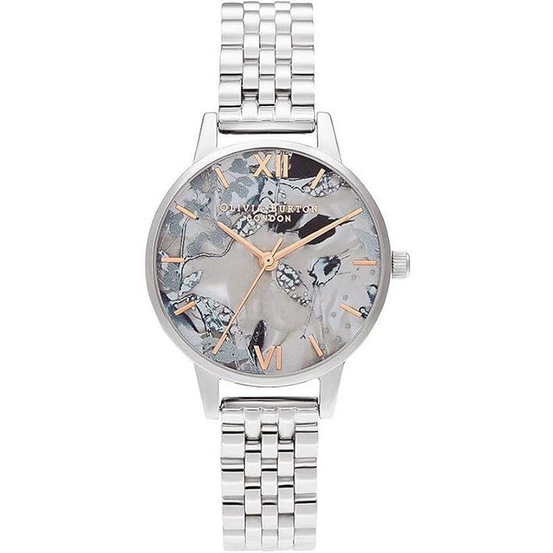 OLIVIA BURTON  Abstract Florals Quartz Movement Marble Dial Ladies Watch OB16VM38 30 Multicolour Stainless Steel