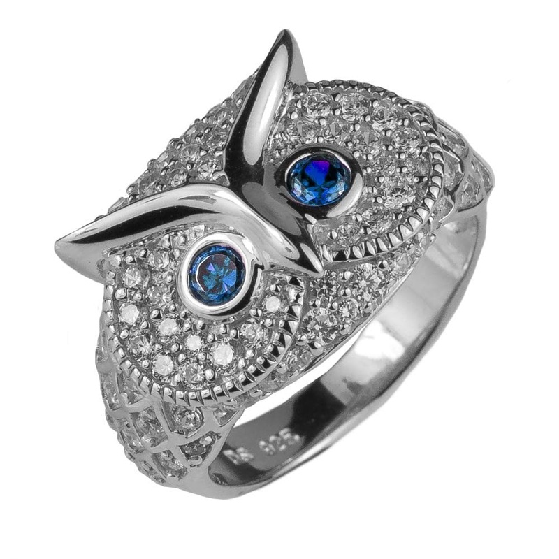 Owl Rhodium Ring 5