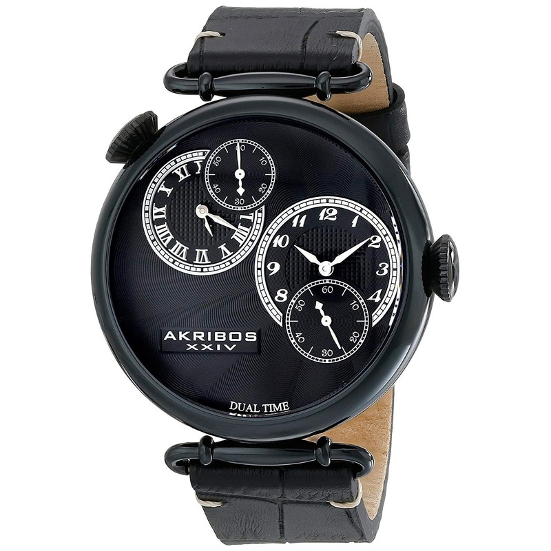 Akribos Xxiv Dual Time Black Dial Men's Watch AK796BK