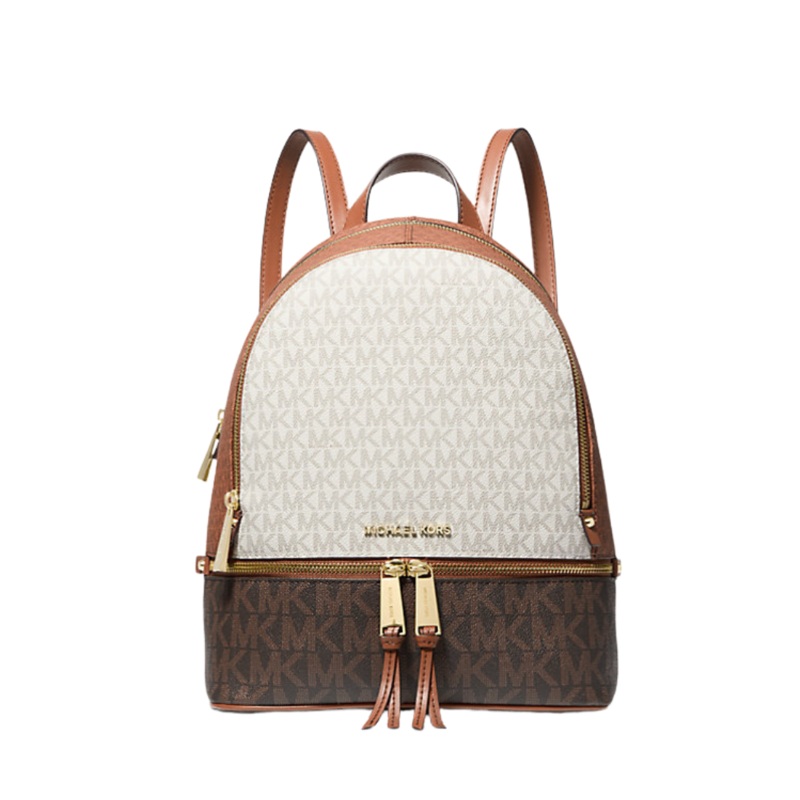 MichaelKors Rhea Zip Medium Backpack  Lug Multi Color-Block Canvas