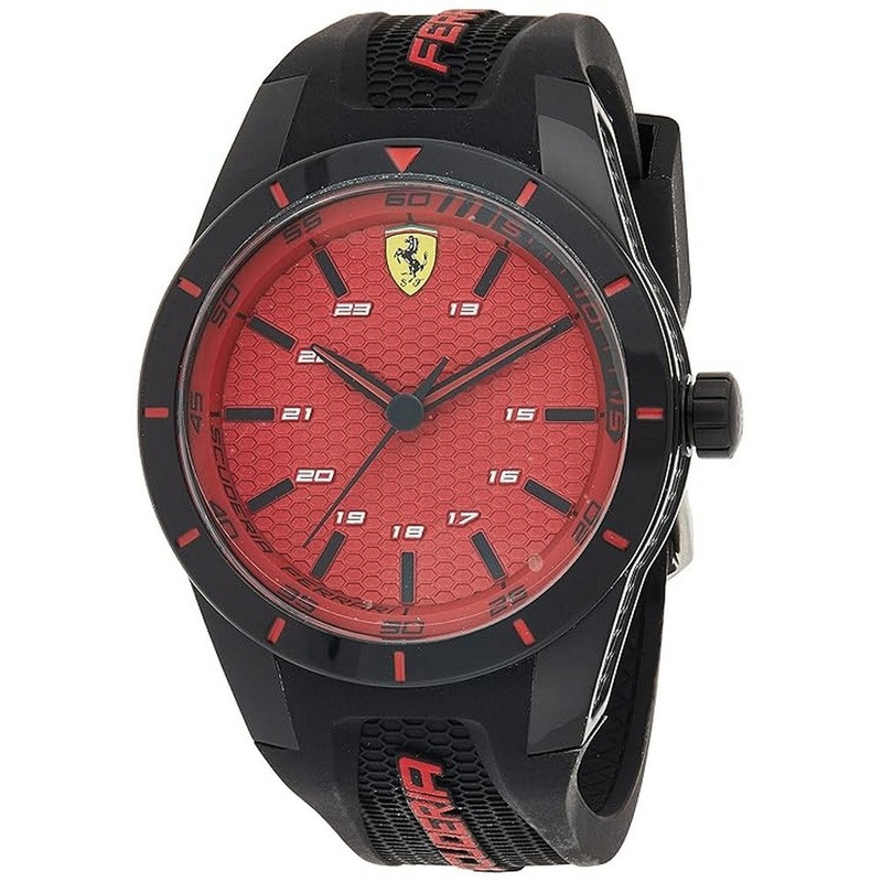 SCUDERIA Ferrari 0830248 Red Analogue Red Dial Men's Watch 44 Red Silicone